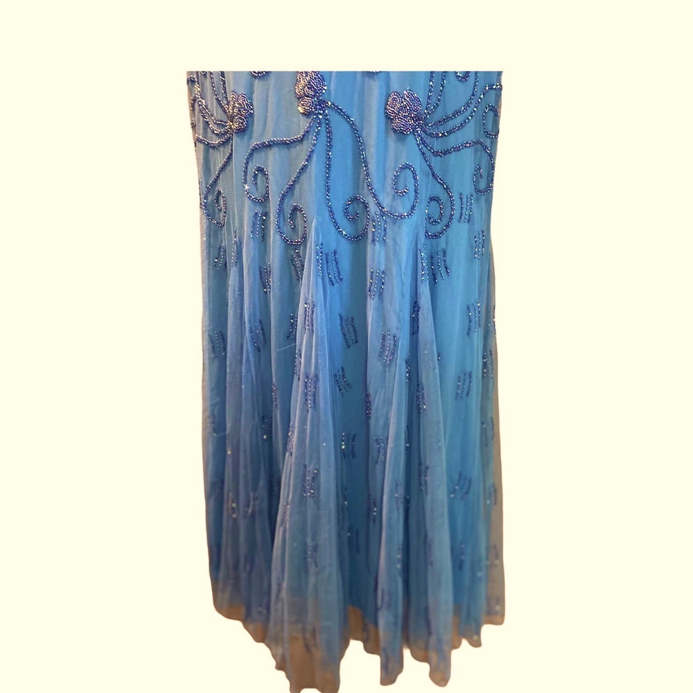 Darcia Blue Gown Hand Beaded Mesh Formal Maxi Dress from Midnight Velvet - Picture 7 of 9